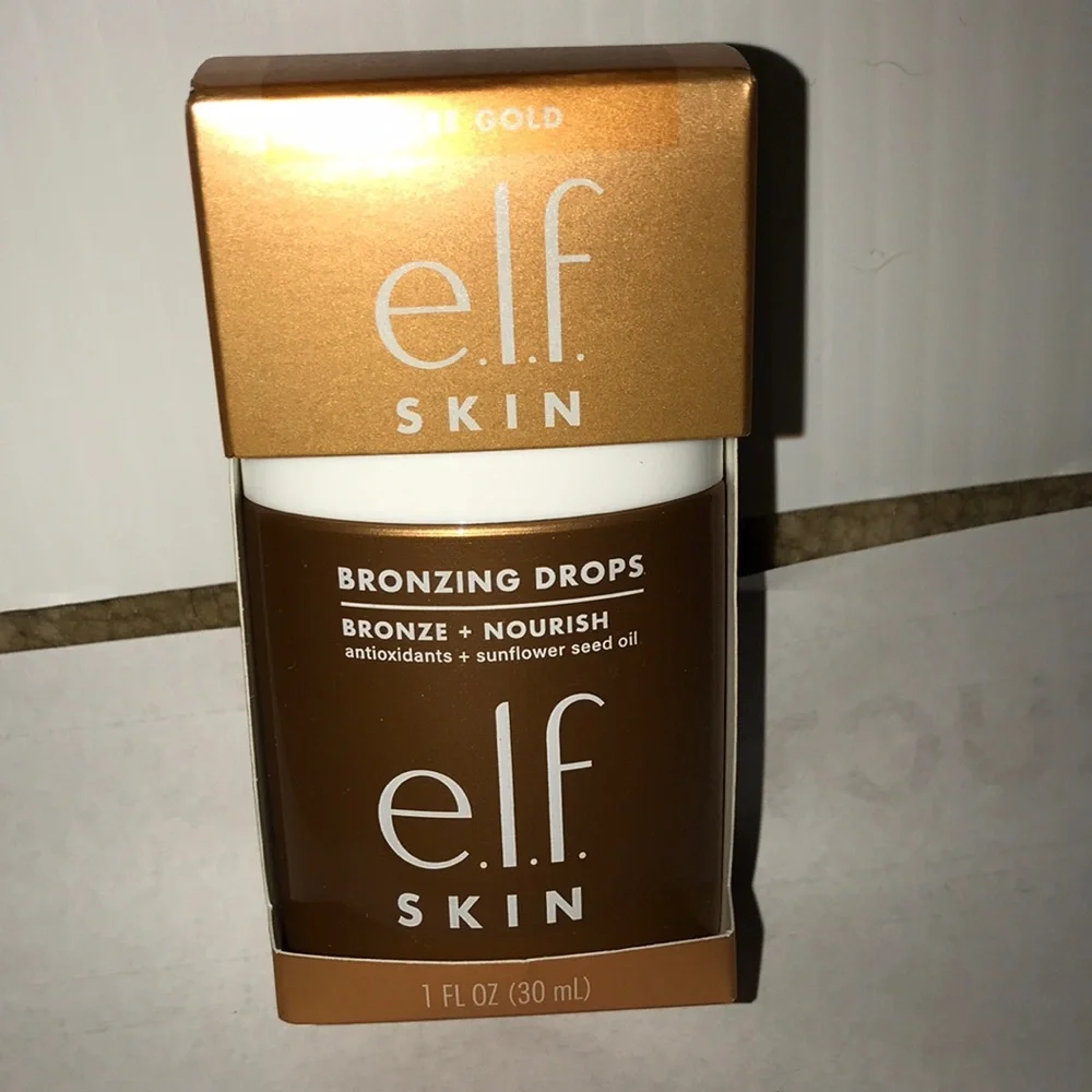 Elf Skin Bronzing Drops in 2 Pure Gold w/yellow gold shimmer light-tan skin tone